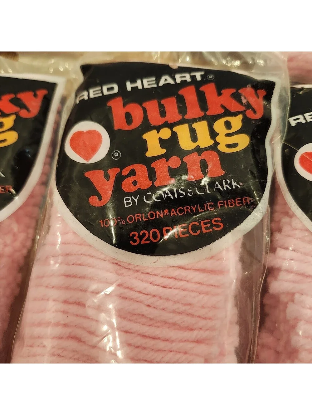 Vtg Red Heart Latch Hook Bulky Rug Yarn Pink 630 NOS 5pkgs of 320pcs